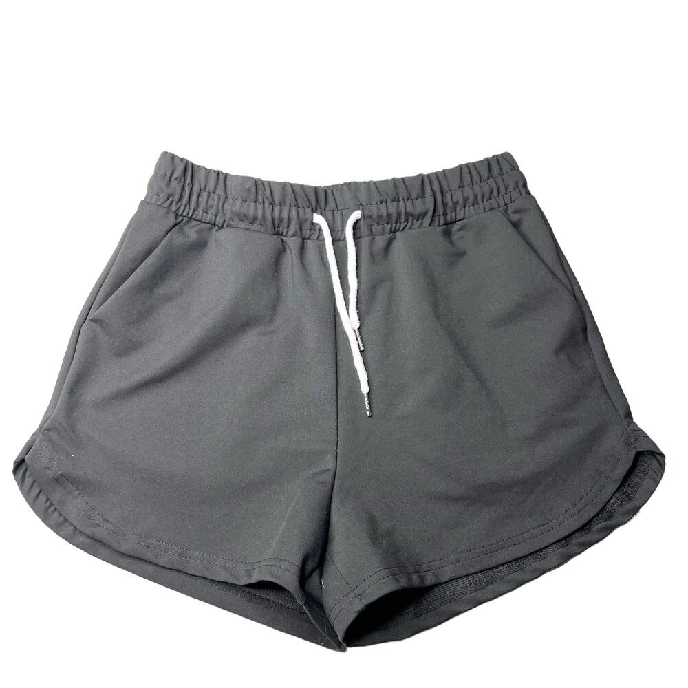 SHEIN Unity Drawstring Waist Track Shorts Athleisure Black Size Medium